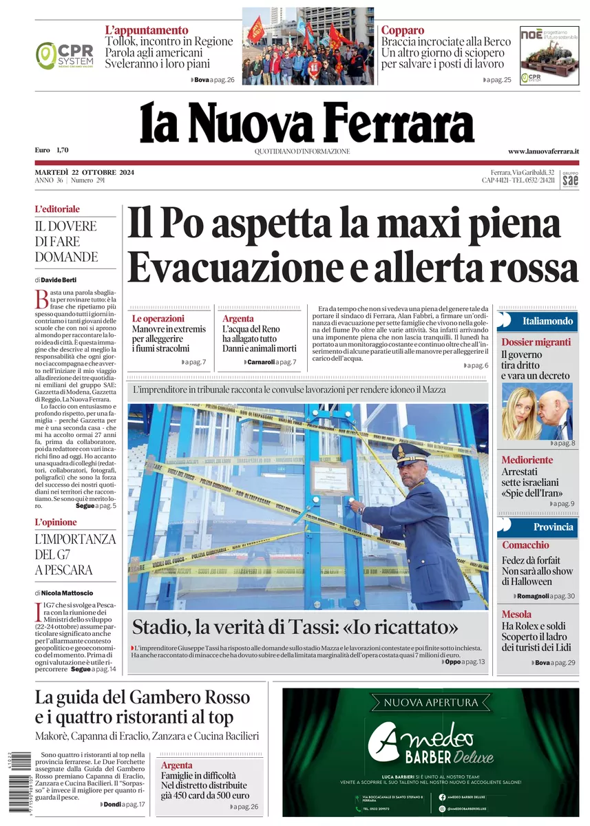 Prima-pagina-nuova ferrara-oggi-edizione-del-2024-10-22